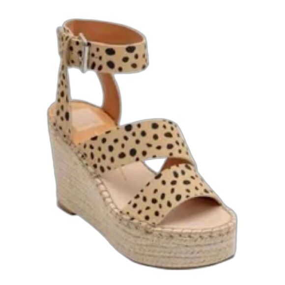 Dolce Vita Sandals Woman’s Size 9M Beige Suede Polka Dot Ankle Strap Espadrille - Picture 1 of 10